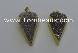 NGP6375 23*42mm - 25*45mm arrowhead plated druzy agate pendants