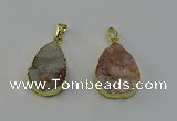 NGP6390 20*30mm - 25*30mm flat teardrop druzy agate pendants