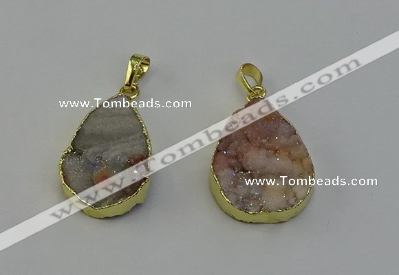 NGP6390 20*30mm - 25*30mm flat teardrop druzy agate pendants