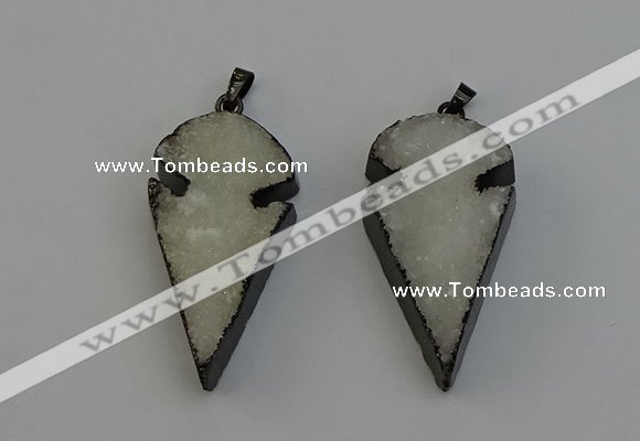 NGP6396 20*40mm - 25*45mm arrowhead druzy agate pendants