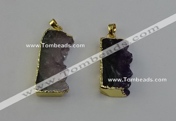 NGP6400 18*30mm - 25*40mm freeform druzy amethyst pendants