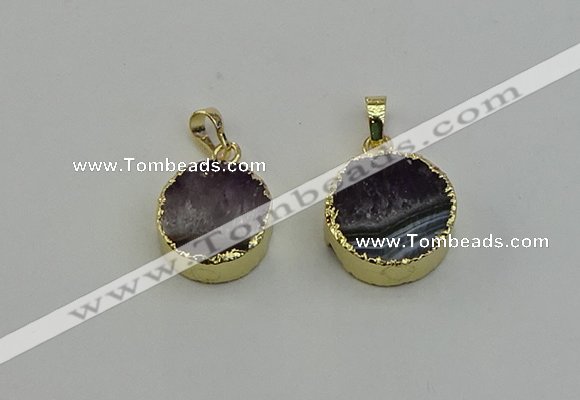 NGP6407 18mm - 20mm coin druzy amethyst pendants wholesale