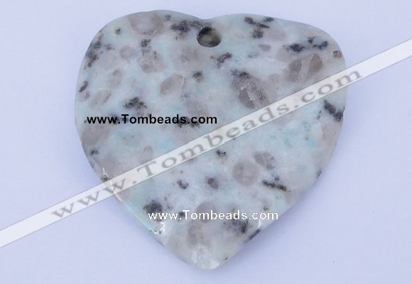 NGP642 5pcs 50*50mm heart kiwi stone pendants jewelry wholesale