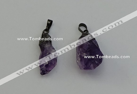 NGP6420 12*28mm - 15*30mm nuggets amethyst gemstone pendants