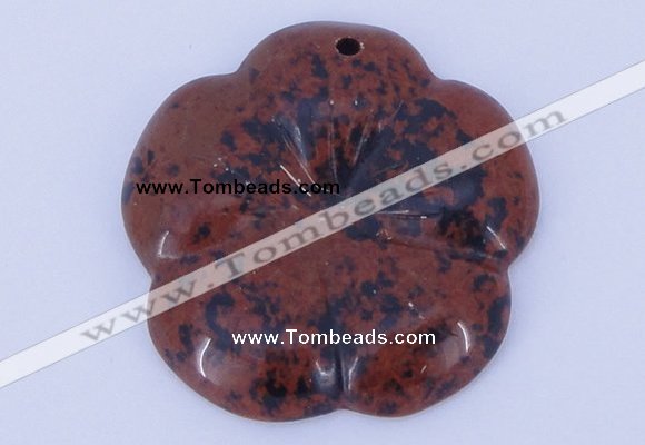 NGP643 5pcs 6*40mm flower mahogany obsidian gemstone pendants