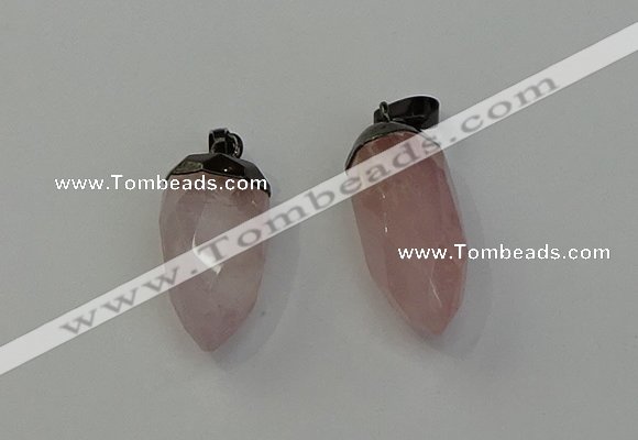 NGP6431 12*24mm - 15*30mm faceted bullet rose quartz pendants