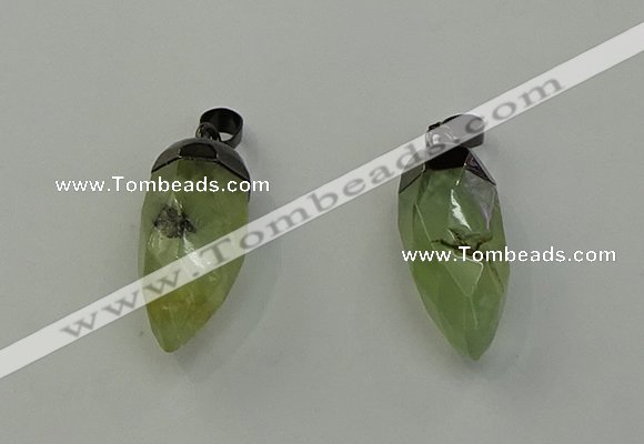 NGP6433 12*24mm - 15*30mm faceted bullet green rutilated quartz pendants