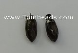 NGP6435 12*24mm - 15*30mm faceted bullet smoky quartz pendants