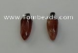 NGP6442 12*24mm - 15*30mm faceted bullet red rabbit hair pendants