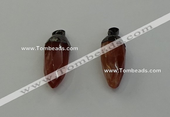 NGP6442 12*24mm - 15*30mm faceted bullet red rabbit hair pendants