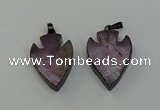 NGP6454 22*28mm - 25*35mm arrowhead amethyst gemstone pendants