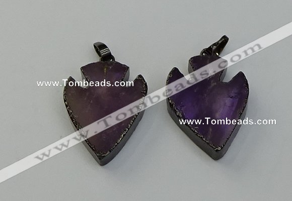 NGP6455 22*28mm - 25*35mm arrowhead amethyst gemstone pendants