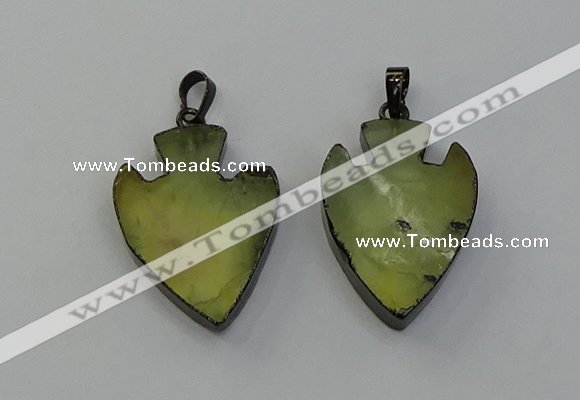 NGP6456 22*28mm - 25*35mm arrowhead green rutilated quartz pendants