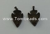 NGP6458 22*28mm - 25*35mm arrowhead smoky quartz pendants