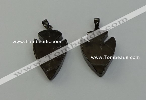 NGP6458 22*28mm - 25*35mm arrowhead smoky quartz pendants