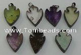 NGP6468 22*28mm - 25*35mm arrowhead mixed gemstone pendants