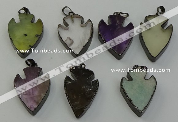 NGP6468 22*28mm - 25*35mm arrowhead mixed gemstone pendants