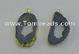 NGP6504 30*40mm - 35*45mm freeform plated druzy agate pendants