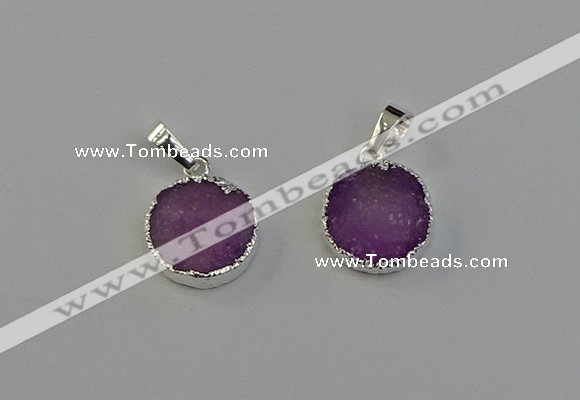 NGP6510 15mm - 16mm coin druzy agate pendants wholesale