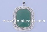 NGP652 5pcs 38*40mm rectangle brass with green aventurine pendants