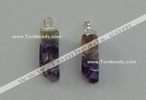 NGP6556 10*20mm - 11*30mm sticks druzy amethyst pendants