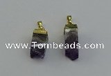 NGP6557 10*20mm - 11*30mm sticks druzy amethyst pendants