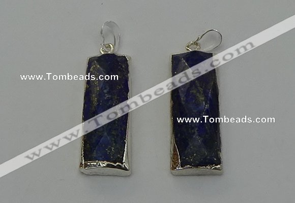 NGP6566 14*30mm - 15*38mm faceted rectangle lapis lazuli pendants