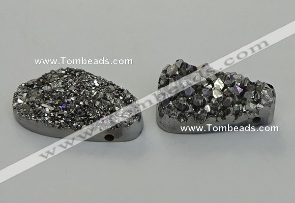 NGP6571 25*40mm - 26*42mm freeform plated druzy agate pendants