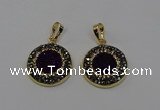 NGP6585 22mm - 22mm coin plated druzy agate gemstone pendants