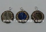 NGP6598 28mm - 30mm flower plated druzy agate gemstone pendants