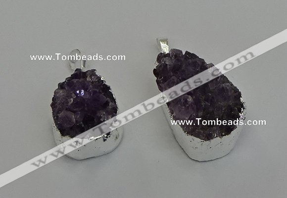 NGP6604 20*25mm - 20*30mm freeform druzy amethyst pendants