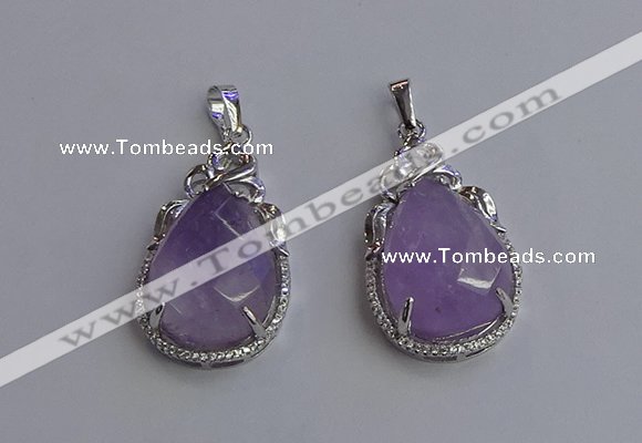 NGP6608 22*30mm faceted teardrop light amethyst gemstone pendants