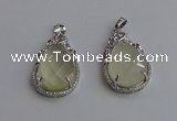NGP6611 22*30mm faceted teardrop lemon quartz gemstone pendants