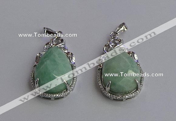 NGP6615 22*30mm faceted teardrop amazonite gemstone pendants