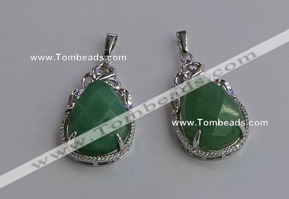 NGP6616 22*30mm faceted teardrop green aventurine gemstone pendants