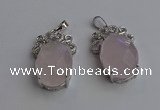 NGP6629 18*25mm faceted oval rose quartz gemstone pendants