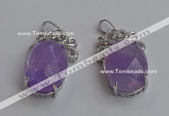 NGP6630 18*25mm faceted oval light amethyst gemstone pendants