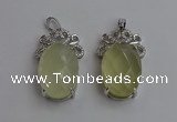 NGP6633 18*25mm faceted oval lemon quartz gemstone pendants