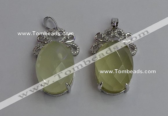 NGP6633 18*25mm faceted oval lemon quartz gemstone pendants