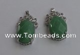 NGP6638 18*25mm faceted oval green aventurine gemstone pendants