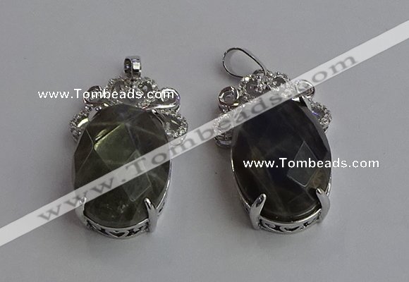 NGP6640 18*25mm faceted oval labradorite gemstone pendants