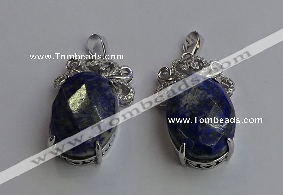 NGP6643 18*25mm faceted oval lapis lazuli gemstone pendants