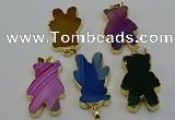 NGP6666 22*38mm Animal or V-shaped agate gemstone pendants