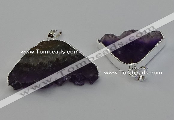 NGP6677 22*30mm - 25*35mm freeform druzy amethyst pendants