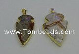 NGP6693 20*35mm - 30*45mm arrowhead agate gemstone pendants