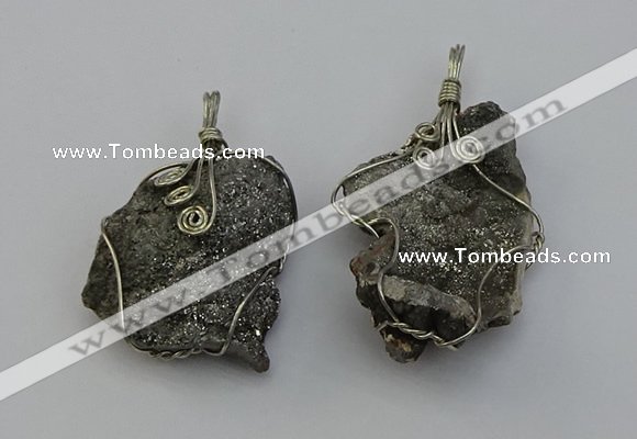 NGP6716 30*40mm - 40*55mm freeform plated druzy agate pendants