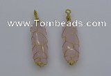 NGP6731 13*40mm sticks rose quartz gemstone pendants wholesale