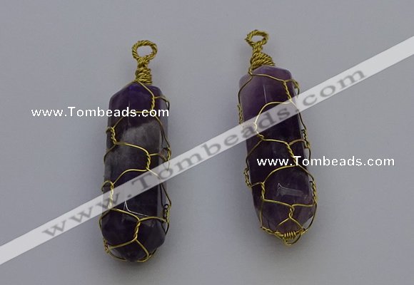 NGP6735 13*40mm sticks amethyst gemstone pendants wholesale