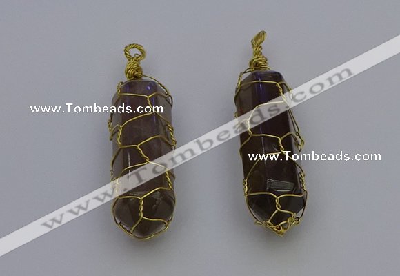 NGP6737 13*40mm sticks smoky quartz gemstone pendants wholesale