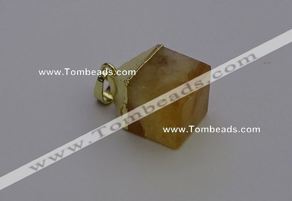 NGP6763 15*22mm cube citrine gemstone pendants wholesale